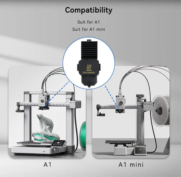 Bambu Lab A1 Series Hotend 3D Printers Bambu lab A1/A1 Mini Hotend with a 0.4mm Hardened Steel Nozzle and Silicone Cover