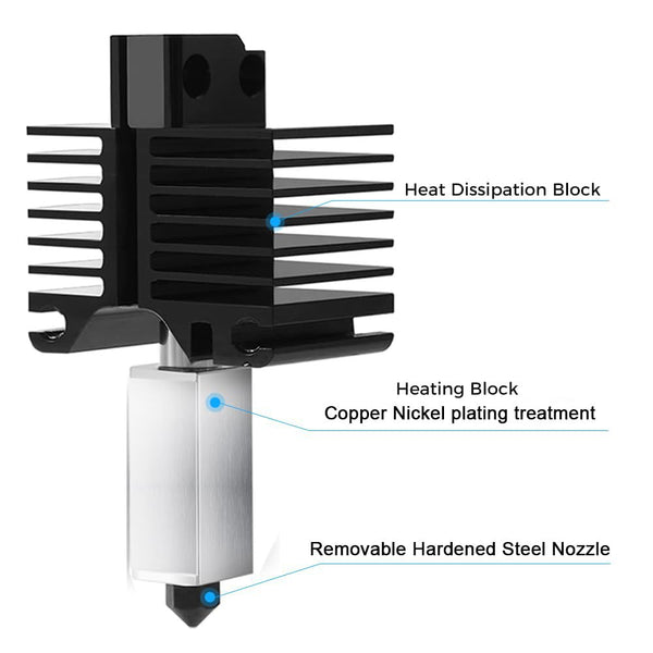 Bambu Lab P1S Hotend Assembly with Ceramic Heater Removable Hardened Steel 0.4mm Nozzle Hotend Compatible with Bambu Lab P1 Series 3D printers