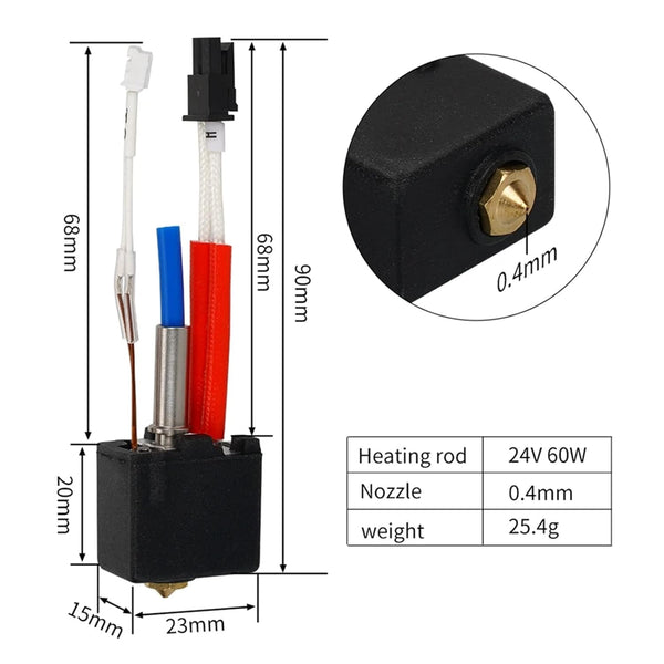 Hotend for Anycubic Kobra 2, Kobra 2 Plus, Kobra 2 Max, Kobra 2 Pro, Kobra 2 Neo 3D Printers 24V V5 J-Head Anycubic Kobra 2 hotend