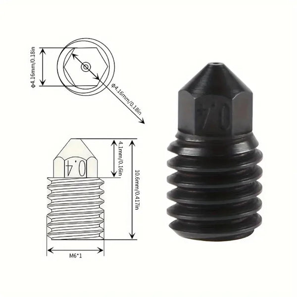 Bambu Lab 0.2, 0.4, 0.6mm Nozzle CHT Hardened Steel High Flow Nozzle for Bambu Lab X1/X1C/P1P/ P1S 3D Printers 10 Pieces