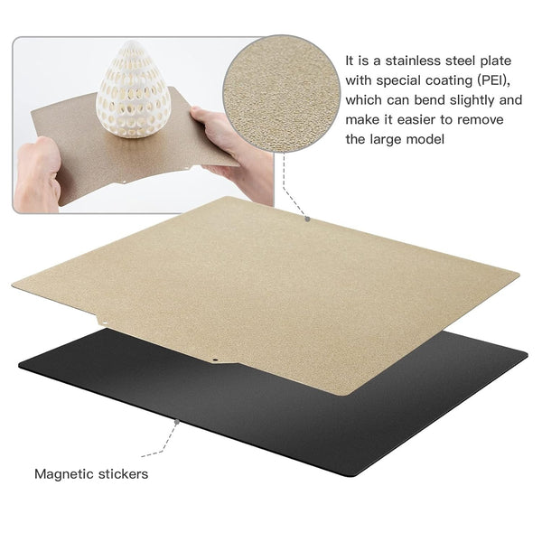 Textured PEI Bed 310 * 320mm Build Plate PEI Sheet and Magnetic Build Plate Adhesive Ender 3 max PEI for CR-10 V2,CR-10 V3,CR-10S pro,CR-X, CR-10 pro V2,Ender 3 max,Ender 3 max Neo 3D Printers