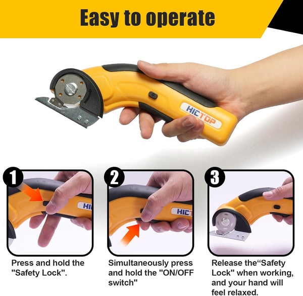 Electric Scissors Cordless Cardboard Cutter Heavy Duty with Safety Lock 4.2V Rechargeable Electric Scissors for Cardboard, Carpet, Leather, Plastic, Fabric, Crafting, etc.