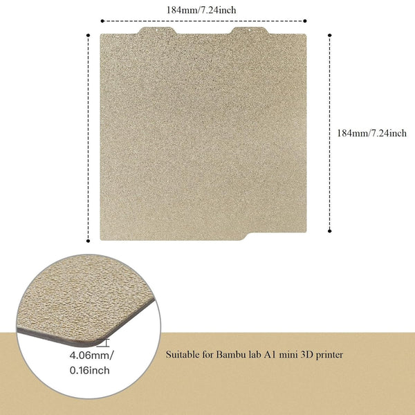 Bambu lab A1 Mini PEI Sheet Double Sided Textured 184 * 184mm(7.24 * 7.24 inch) PEI Sheet PEI Build Plate for Bambu lab A1 Mini 3D Printer